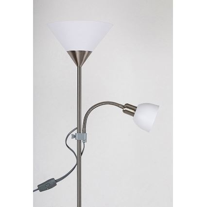 Rabalux - Candeeiro de chão 1xE27/100W+E14/25W cromado mate/branco