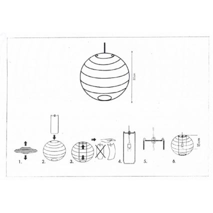 Rabalux 4894 - Abajur para candeeiro RICE branco E27 diâmetro 30 cm