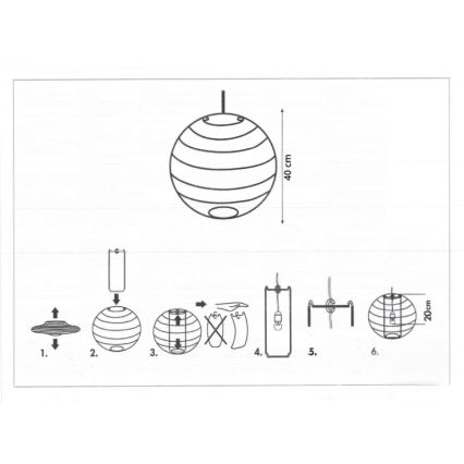 Rabalux 4898 - Abajur para candeeiro RICE branco E27 diâmetro 40 cm