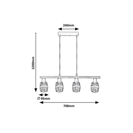 Rabalux - Candelabro suspenso 4xE14/25W/230V