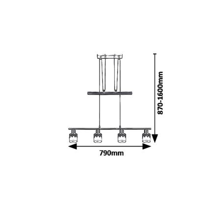 Rabalux 5345 - Candelabro num fio LACEY 4xE14/40W/230V