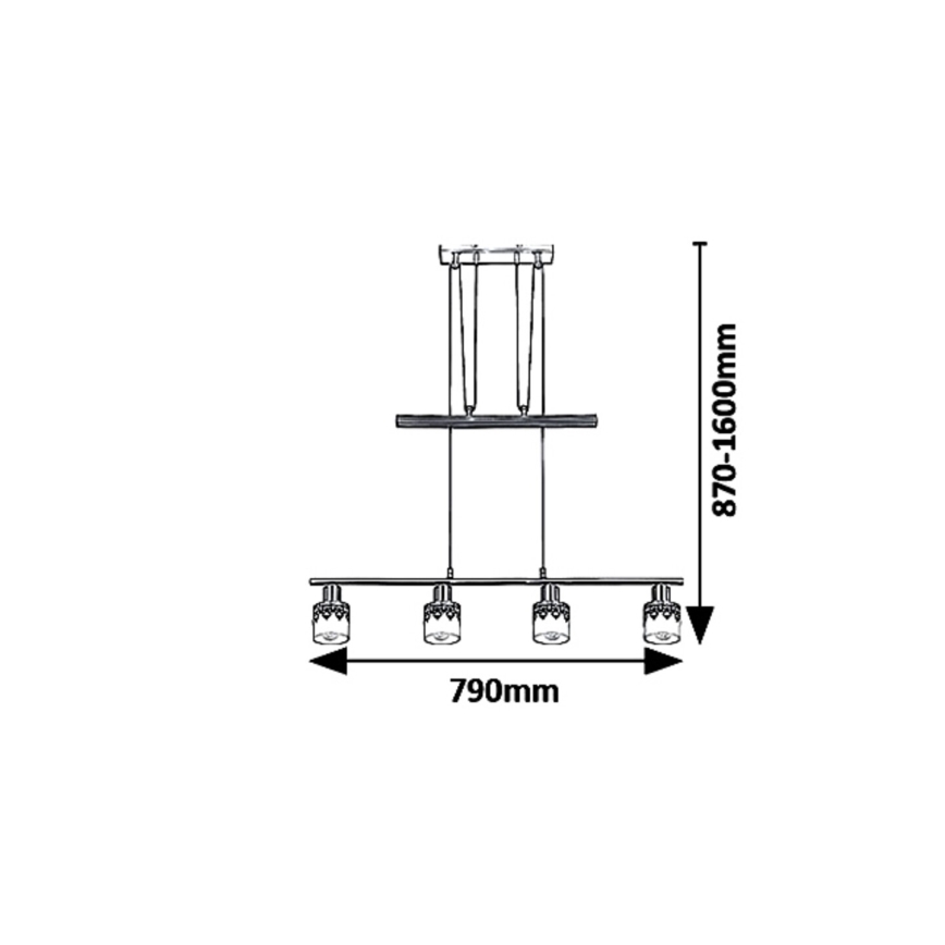 Rabalux 5345 - Candelabro num fio LACEY 4xE14/40W/230V