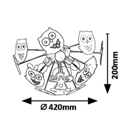 Rabalux 6389 - Candelabro de criança integrado BIRDY 3xE14/40W/230V