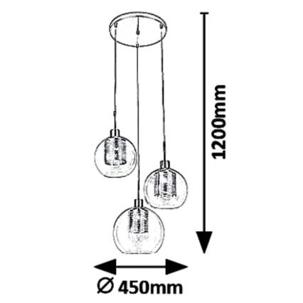 Rabalux 6496 - Candelabro num fio PHILANA 3xE14/40W/230V