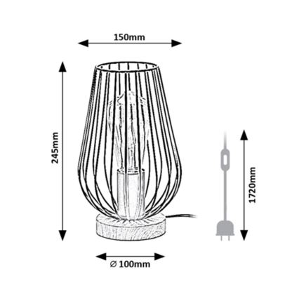 Rabalux - Candeeiro de mesa 1xE27/40W/230V preto