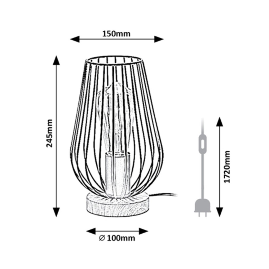 Rabalux - Candeeiro de mesa 1xE27/40W/230V preto