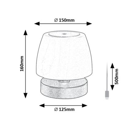 Rabalux - Candeeiro de mesa LED com regulação LED/3W/5V 2000 mAh IP44