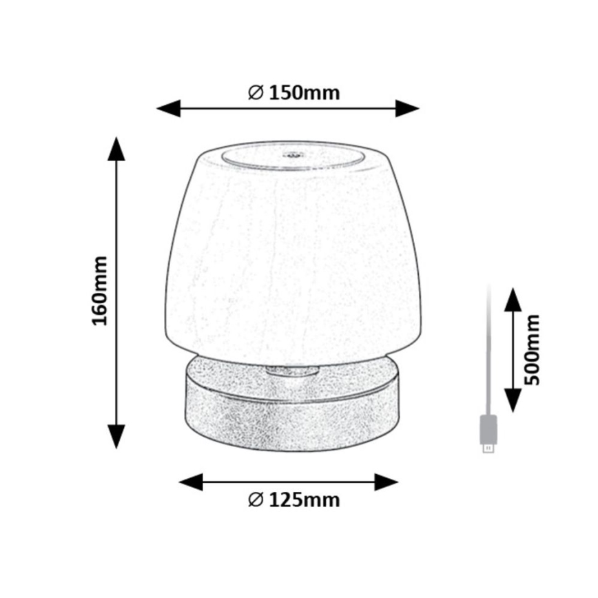 Rabalux - Candeeiro de mesa LED com regulação LED/3W/5V 2000 mAh IP44