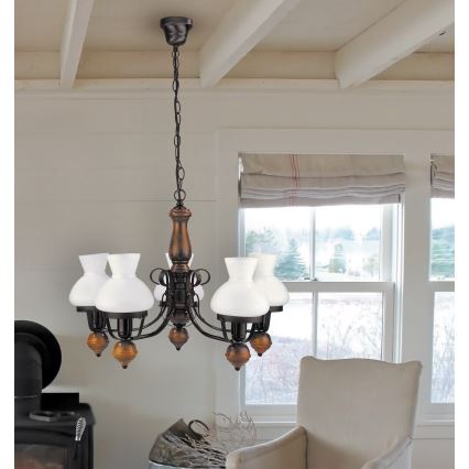 Rabalux - Candelabro suspenso 5xE27/60W/230V nogueira