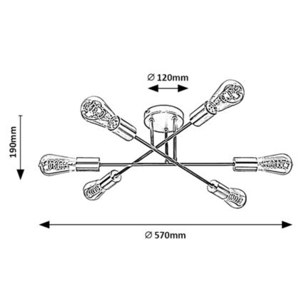 Rabalux - Candelabro integrado 6xE27/25W/230V