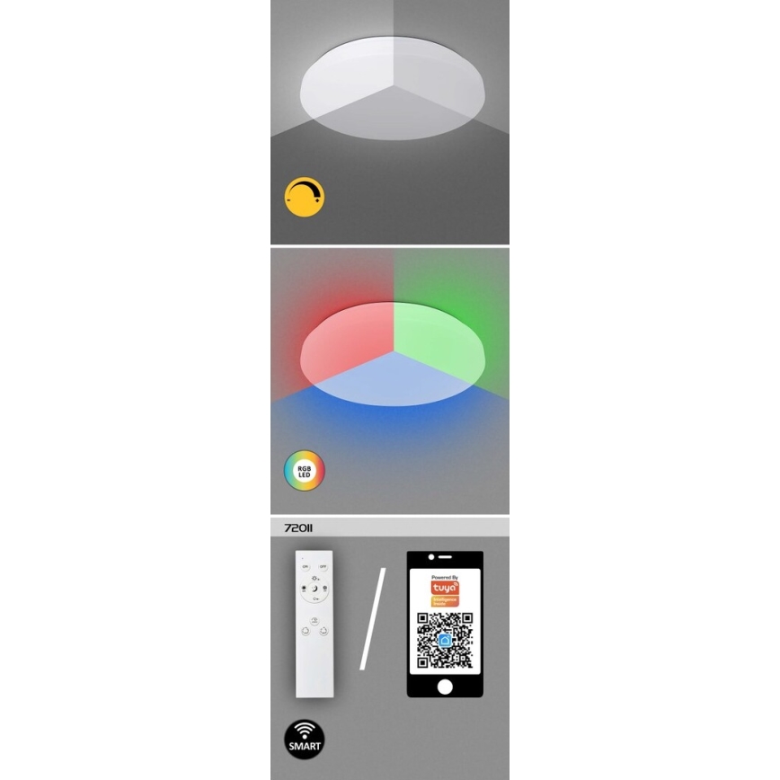 Rabalux - Iluminação de teto LED RGB com regulação LED/24W/230V Wi-Fi Tuya 3000-6500K 31 cm