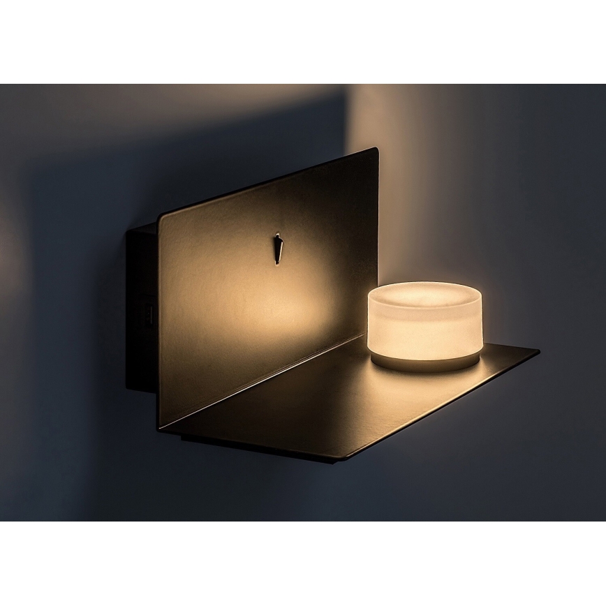 Rabalux - LED Iluminação de parede com prateleira e USB portem LED/6W/230V 3000K