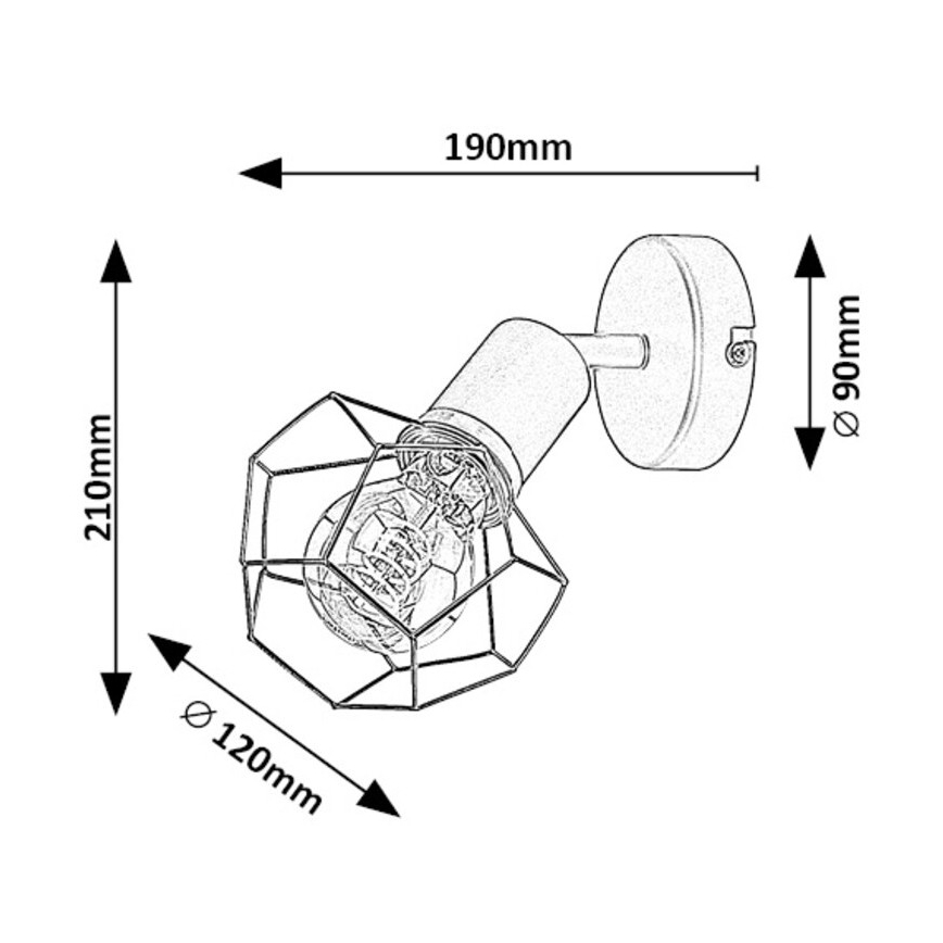 Rabalux - Iluminação de parede 1xE27/40W/230V diâmetro 12 cm preto