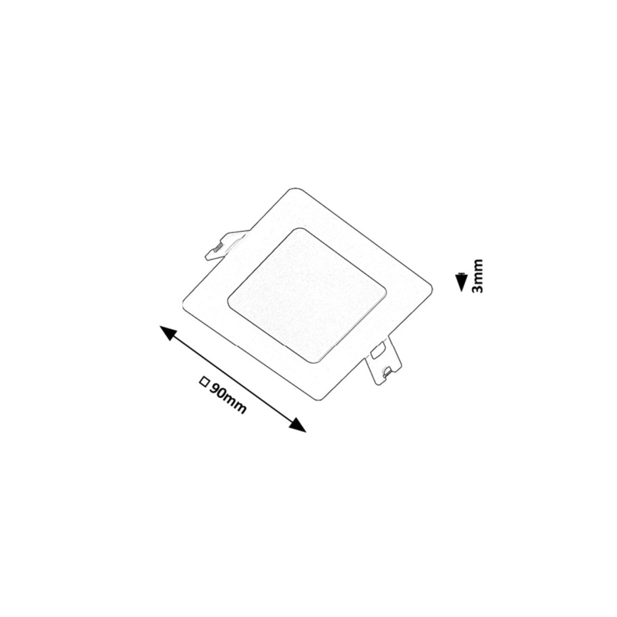 Rabalux - Foco de encastrar LED LED/3W/230V 9x9 cm preto