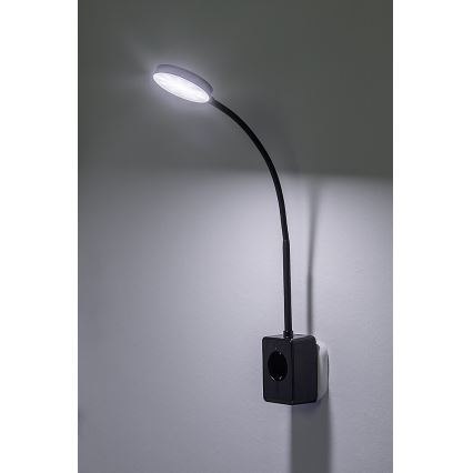 Rabalux - Lâmpada de parede LED regulável, 4W/230V, com porta USB integrada para tomada, preta