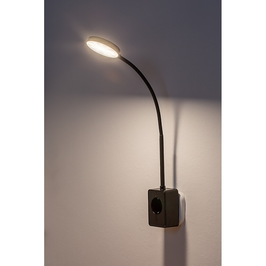 Rabalux - Lâmpada de parede LED regulável, 4W/230V, com porta USB integrada para tomada, preta