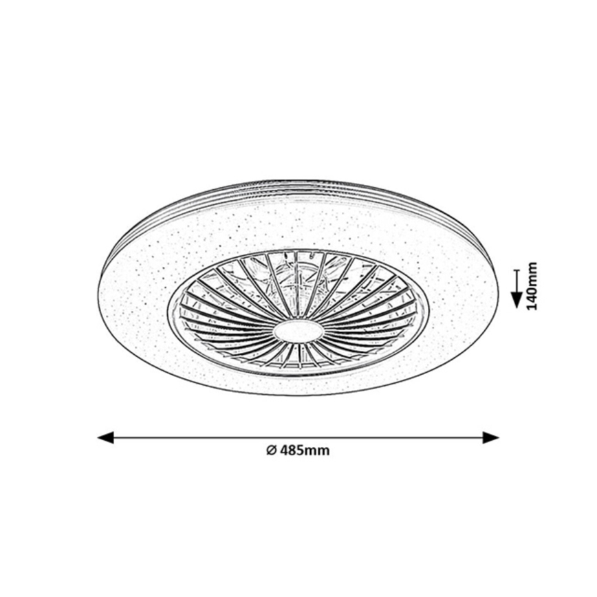 Rabalux - Iluminação de teto LED com regulação e ventoinha LED/48W/230V 3000-6500K + comando