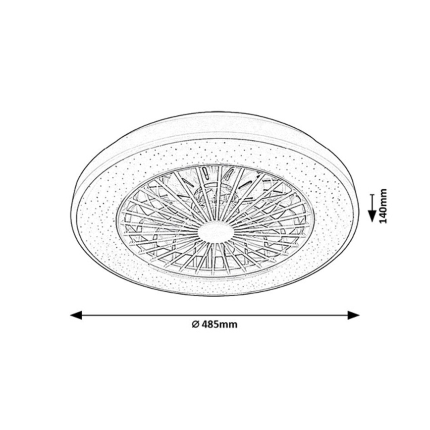 Rabalux - Iluminação de teto LED com regulação e ventoinha LED/48W/230V 3000-6500K + comando