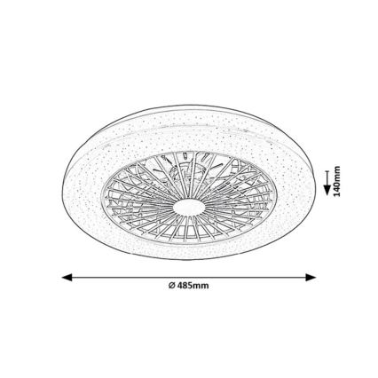 Rabalux - Iluminação de teto LED RGB com regulação e ventoinha LED/48W/230V 3000-6500K + comando