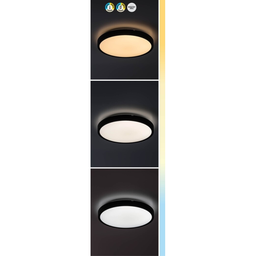 Rabalux - Iluminação de teto para casa de banho LED com regulação LED/24W/230V 3000-6000K IP44 diâmetro 35,5 cm preto + comando