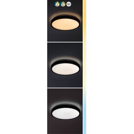 Rabalux - Iluminação de teto para casa de banho LED com regulação LED/36W/230V 3000-6000K IP44 diâmetro 42 cm preto + comando