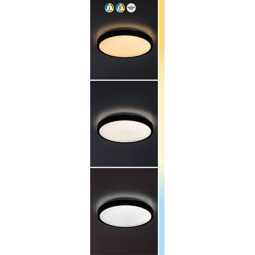Rabalux - Iluminação de teto para casa de banho LED com regulação LED/36W/230V 3000-6000K IP44 diâmetro 42 cm preto + comando