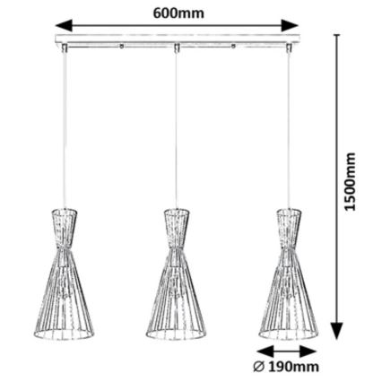 Rabalux - Candelabro suspenso 3xE27/60W/230V