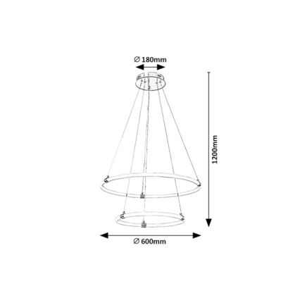 Rabalux - Candelabro suspenso LED com regulação LED/55W/230V + controlo remoto