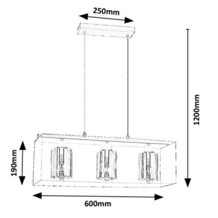 Rabalux - Candelabro suspenso 3xE27/25W/230V