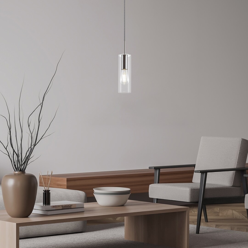 Rabalux - Candeeiro suspenso 1xE27/40W/230V transparente/cromado brilhante