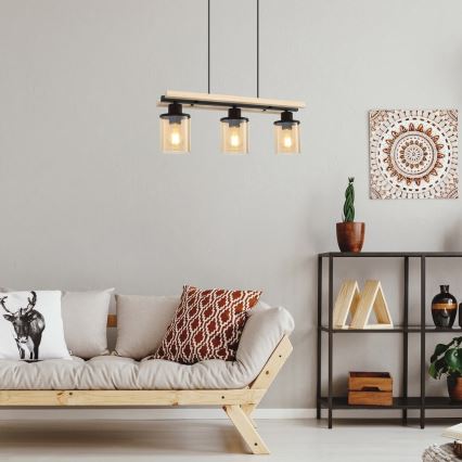 Rabalux - Lustre suspenso em cabo 3xE27/25W/230V pinho
