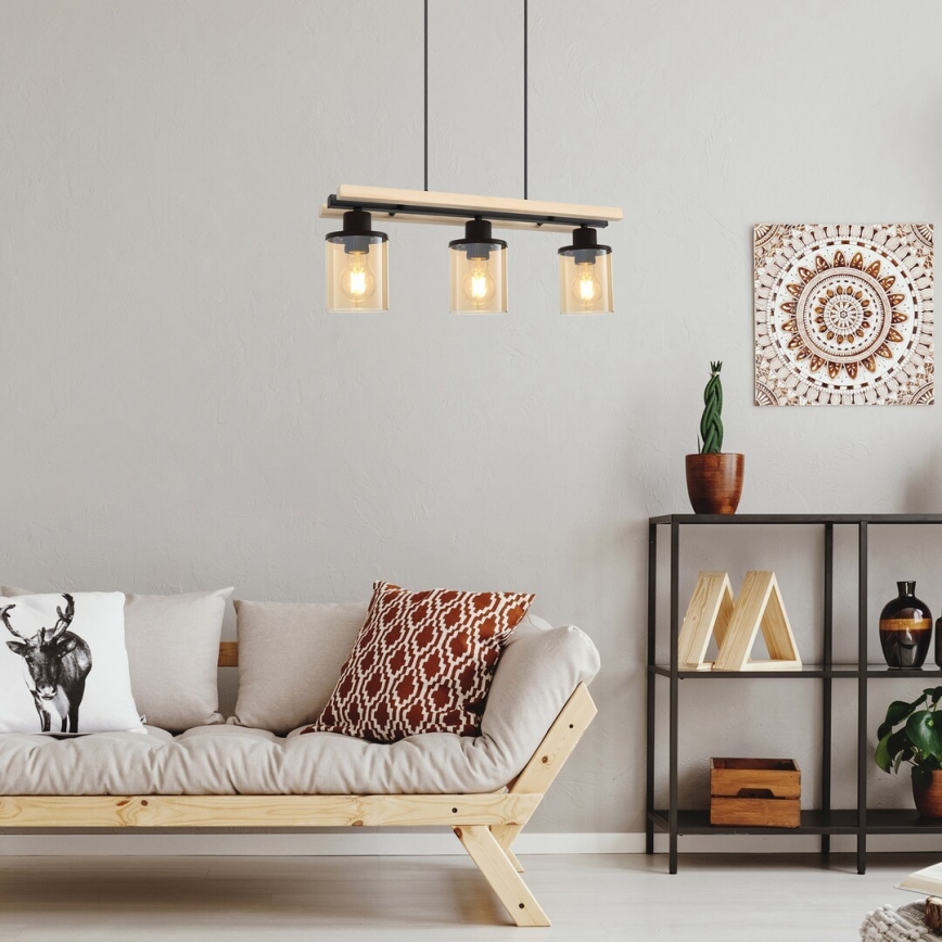 Rabalux - Lustre suspenso em cabo 3xE27/25W/230V pinho