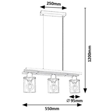Rabalux - Candelabro suspenso 3xE27/25W/230V pinho