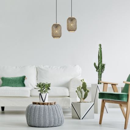 Rabalux - Lustre suspenso em cabo 1xE27/40W/230V rattan