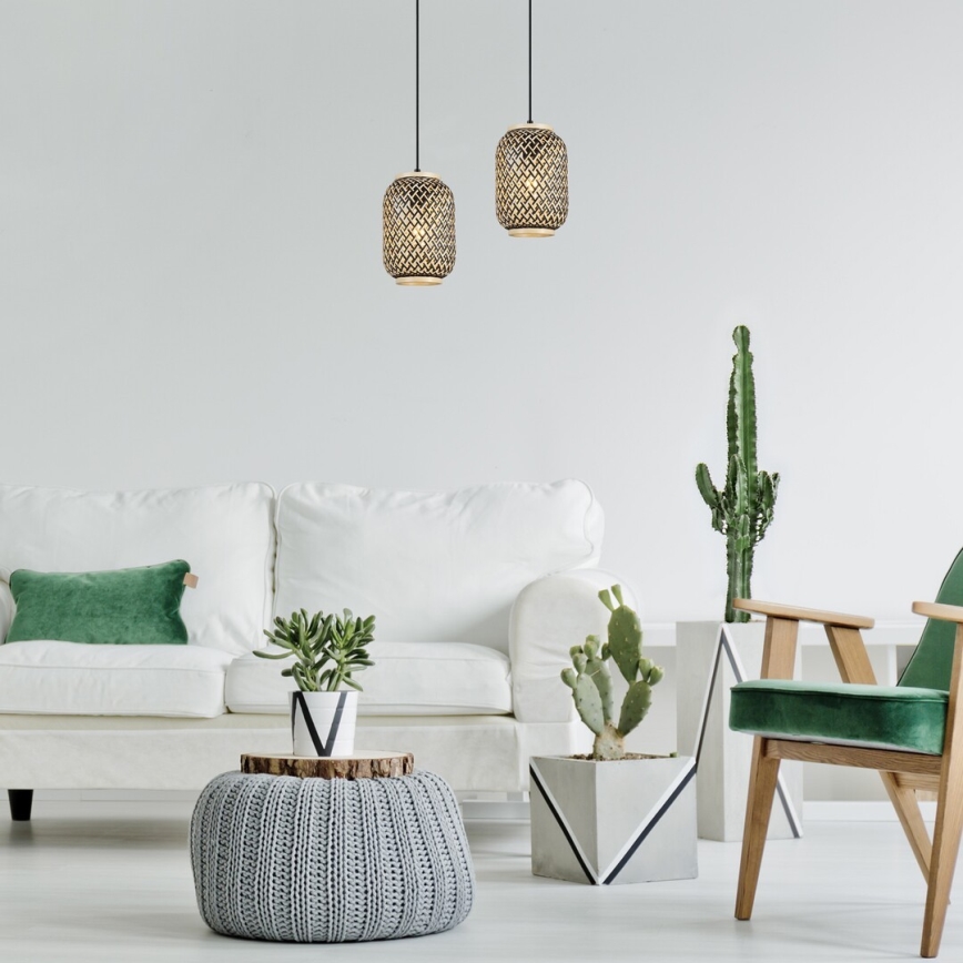 Rabalux - Lustre suspenso em cabo 1xE27/40W/230V rattan