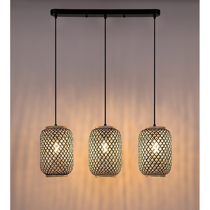 Rabalux - Candelabro suspenso 3xE27/40W/230V vime