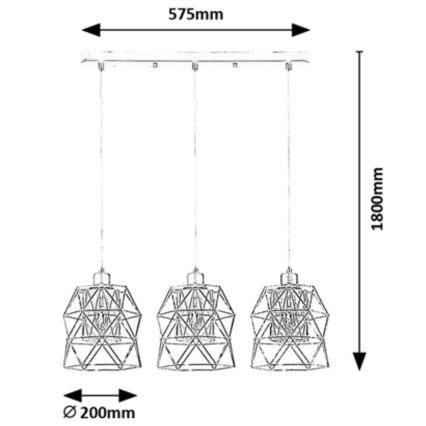 Rabalux - Candelabro suspenso 3xE27/40W/230V