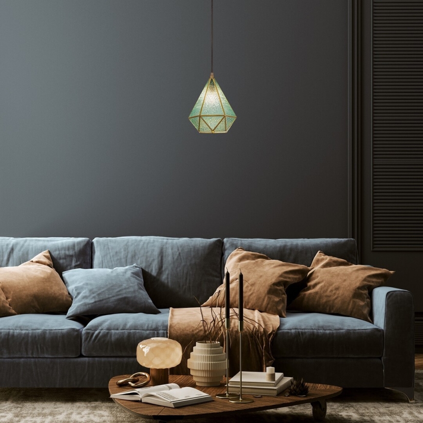 Rabalux - Tiffany vitral candeeiro suspenso 1xE14/40W/230V azul/dourado