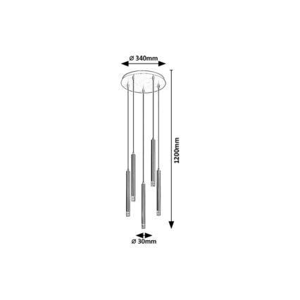 Rabalux - Candeeiro suspenso 5xG9/5W/230V preto