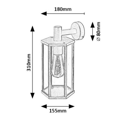 Rabalux - Candeeiro de parede exterior 1xE27/40W/230V IP44