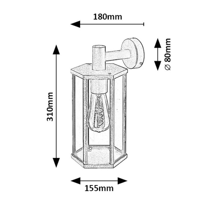 Rabalux - Candeeiro de parede exterior 1xE27/40W/230V IP44