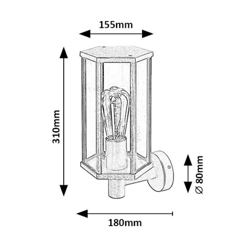 Rabalux - Candeeiro de parede exterior 1xE27/40W/230V IP44