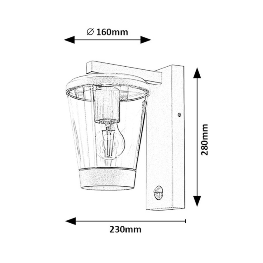 Rabalux - Candeeiro de parede exterior com sensor de movimento 1xE27/40W/230V IP44