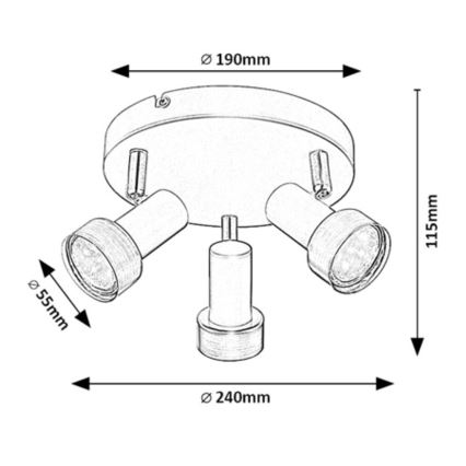 Rabalux - Plafonier com 3 focos 3xGU10/50W/230V