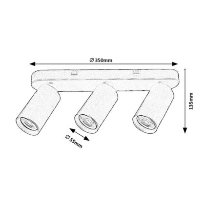 Rabalux - Candeeiro de focos 3xGU10/7W/230V preto