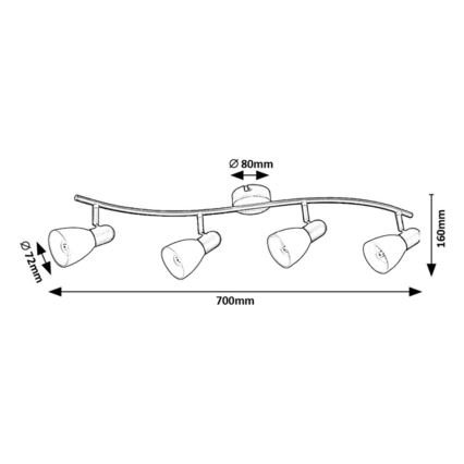 Rabalux - Candeeiro de teto com 4 focos 4xE14/40W/230V
