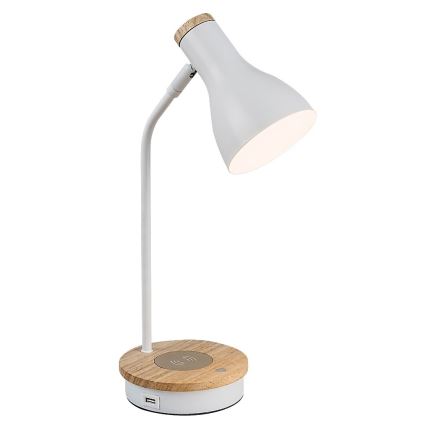 Rabalux - Candeeiro de mesa táctil com regulação e carregamento sem fios 1xE14/25W/230V árvore da borracha
