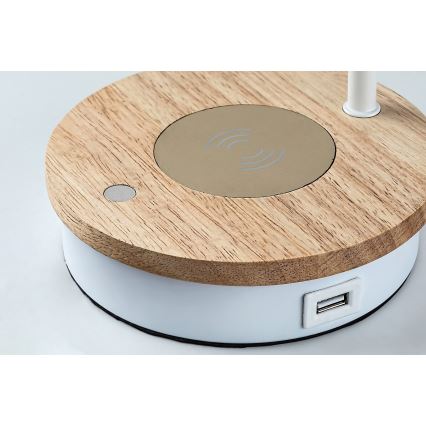 Rabalux - Candeeiro de mesa táctil com regulação e carregamento sem fios 1xE14/25W/230V árvore da borracha