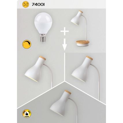 Rabalux - Candeeiro de mesa táctil com regulação e carregamento sem fios 1xE14/25W/230V árvore da borracha