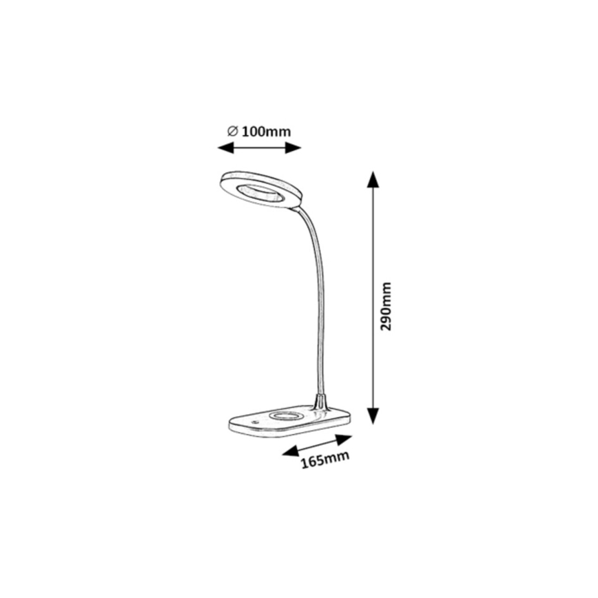 Rabalux - LED Candeeiro de mesa táctil com regulação e carregamento sem fios LED/5W/5V 2700-6000K preto